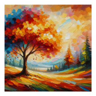 Landscape Painting With Bright Colours Poster