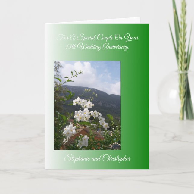 Landscape Personalised 13th Wedding Anniversary Card (Front)
