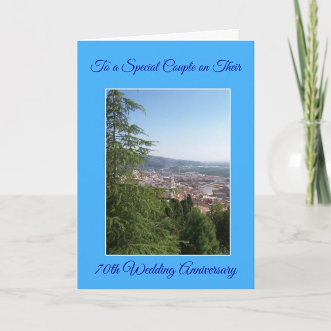 Landscape Personalised 70th Wedding Anniversary Card (Front)