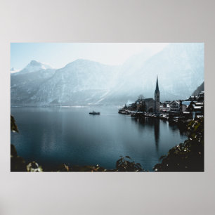 LANDSCAPE PHOTO OF BODY OF WATER NEAR THE MOUNTAIN POSTER