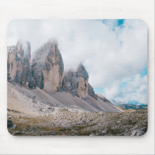 Landscape Photo of Brown Mountain Under Cloudy Sky Mouse Pad