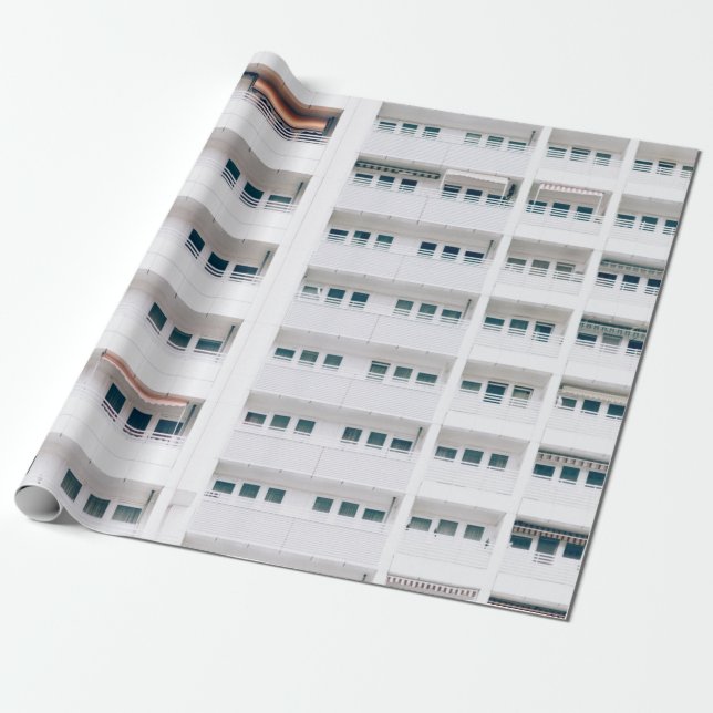 LANDSCAPE PHOTO OF BUILDING WINDOWS WRAPPING PAPER (Unrolled)