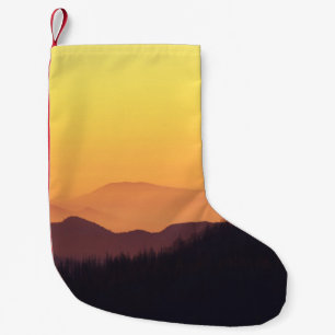 LANDSCAPE PHOTO OF FOREST DURING GOLDEN HOUR SMALL CHRISTMAS STOCKING