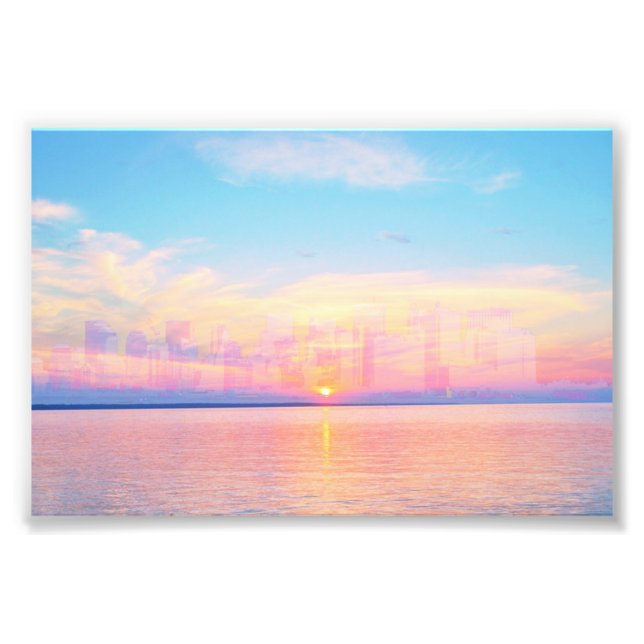 Landscape photo print of sky, sea, or modern city (Front)