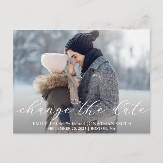 Landscape Photo Wedding Change The Date Postcard (Front)