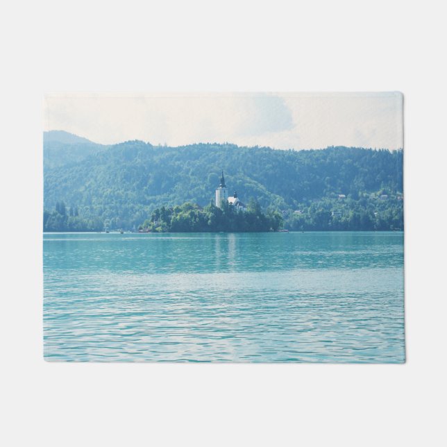 Landscape Photography Lake Mountain Blue Slovenia Doormat (Front)