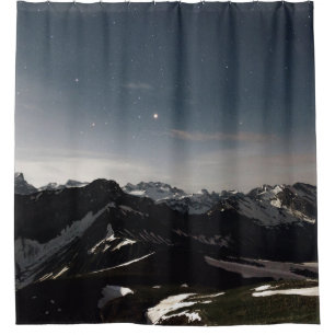 LANDSCAPE PHOTOGRAPHY OF BLACK AND WHITE MOUNTAIN SHOWER CURTAIN