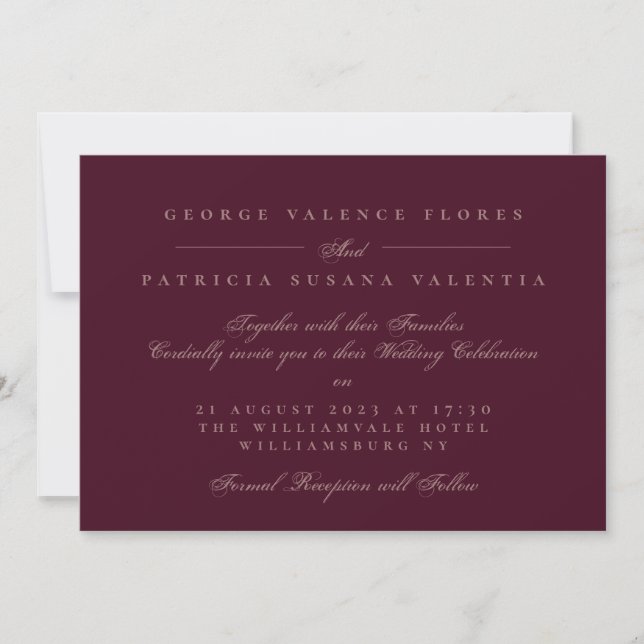 Landscape Plum Maroon Formal Calligraphy Elegant Invitation (Front)