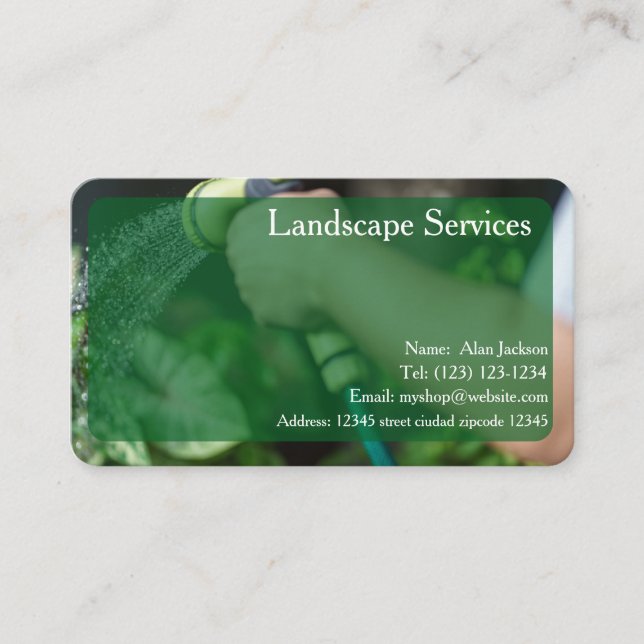 Landscape Services Business card editable (Front)