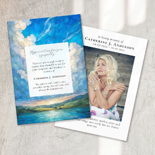 Landscape Sky Memorial Photo Sympathy Funeral Thank You Card