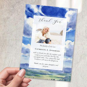 Landscape Sky Memorial Photo Sympathy Funeral Thank You Card