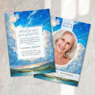 Landscape Sky Memorial Photo Sympathy Funeral Thank You Card