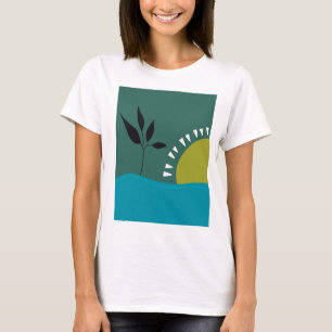 Landscape sun green abstract colourful art trendy T-Shirt