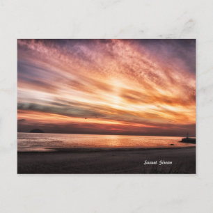 Landscape Sunset Girvan Beach Scotland Postcard