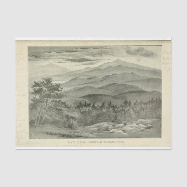 Landscape Sunset Mountains Ephemera Decoupage Tissue Paper (Front)