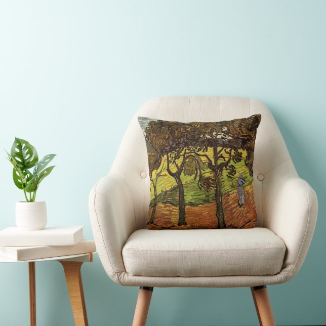 Landscape, Trees and Figures by Vincent van Gogh Cushion (Chair)