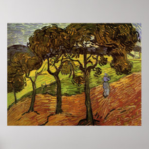 Landscape, Trees and Figures by Vincent van Gogh Poster