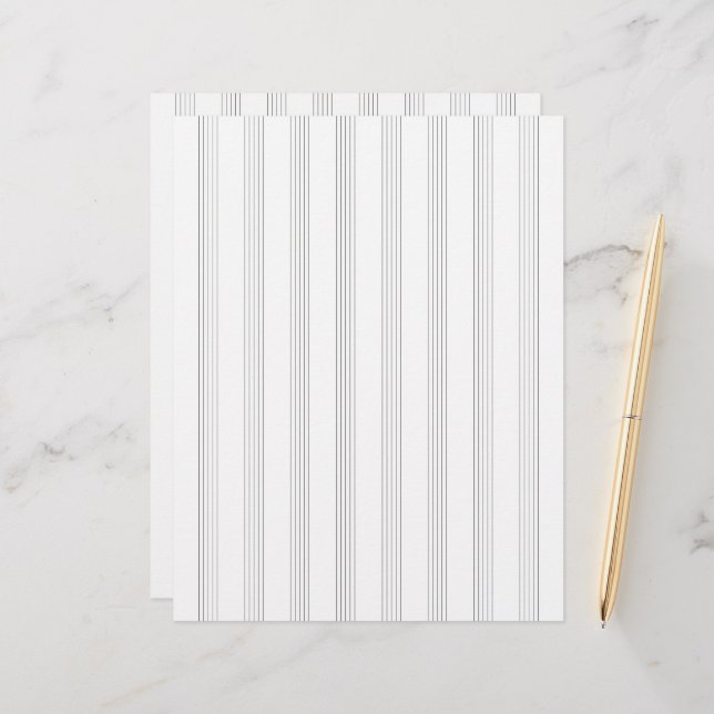 Landscape Two-Sided Music Manuscript Staff Paper Custom Letterhead (Front/Back In Situ)
