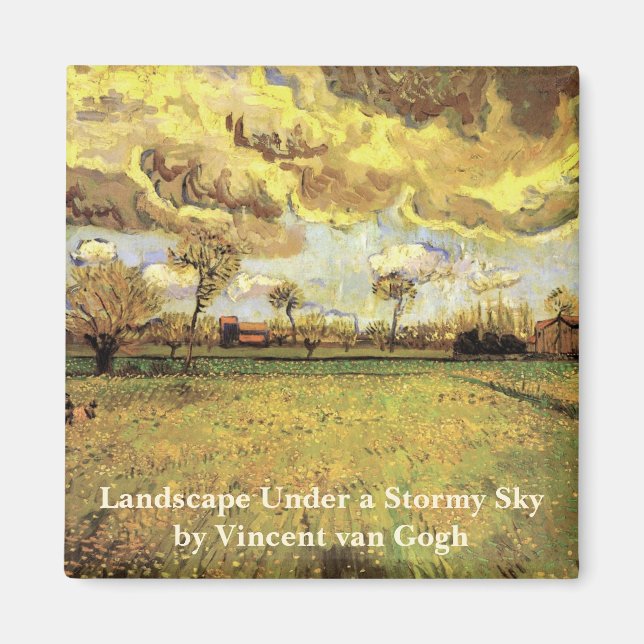 Landscape Under a Stormy Sky by Vincent van Gogh Magnet (Front)