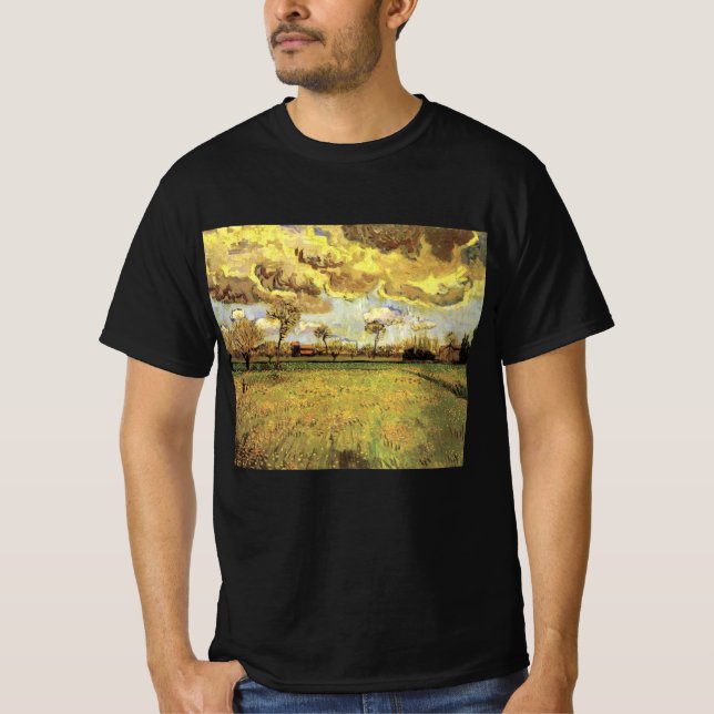 Landscape Under a Stormy Sky by Vincent van Gogh T-Shirt (Front)