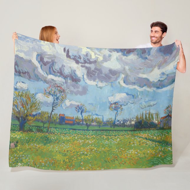 Landscape Under a Stormy Sky Vincent Gogh  Fleece Blanket (In Situ)