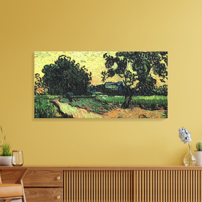 Landscape w Chateau of Auvers by Vincent van Gogh Canvas Print (Insitu(LivingRoom))