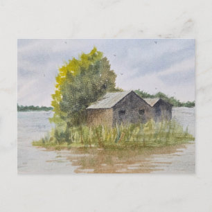 Landscape watercolor painting postcard