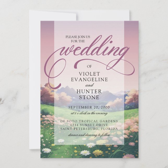 Landscape Wildflowers Wedding Invitation (Front)