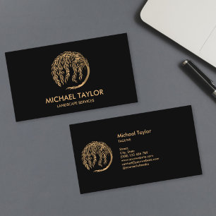 landscape willow tree service lawn care business card