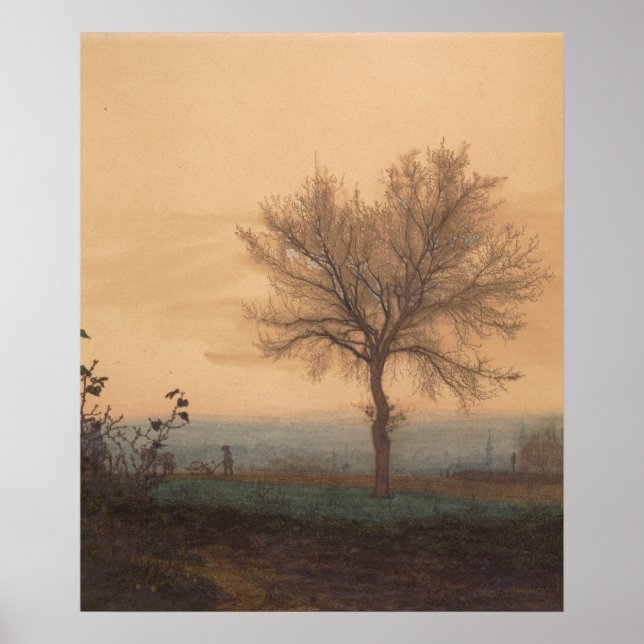 Landscape with a Bare Tree and a Plowman Poster (Front)