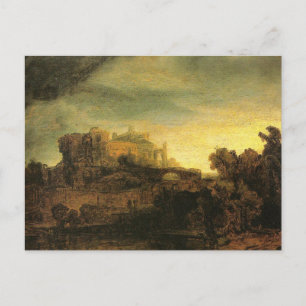 Landscape With a Castle by Rembrandt Postcard
