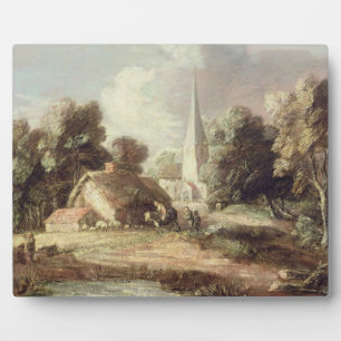 Landscape with a Church, Cottage, Villagers and An Plaque