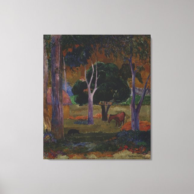Landscape With a Pig and a Horse by Paul Gauguin Canvas Print (Front)