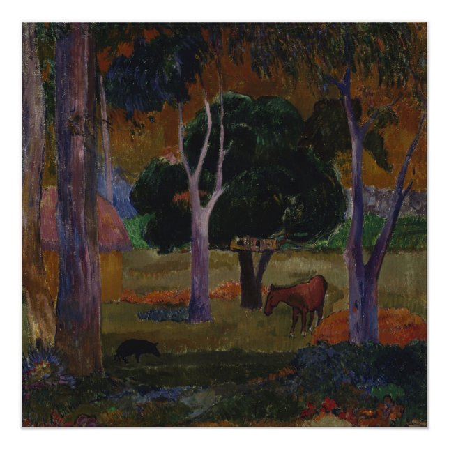 Landscape With a Pig and a Horse by Paul Gauguin Poster (Front)