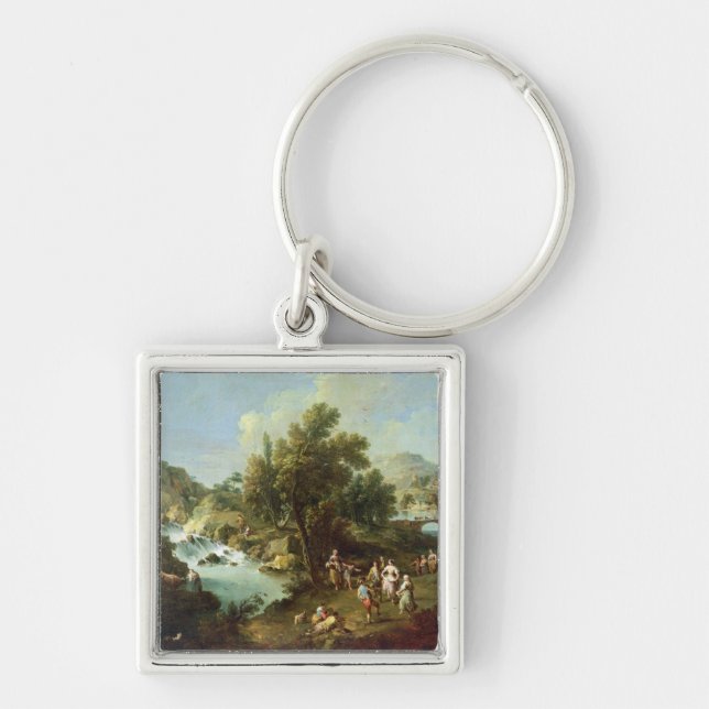 Landscape with a River and Dancing Peasants (oil o Key Ring (Front)