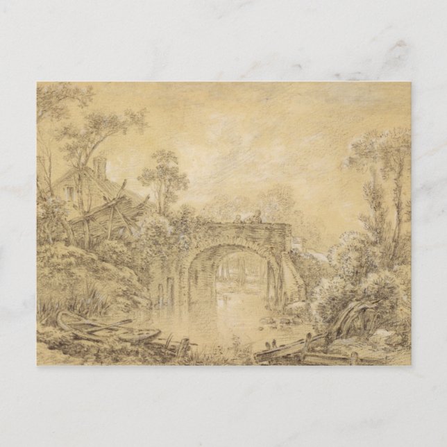 Landscape with a Rustic Bridge Postcard (Front)