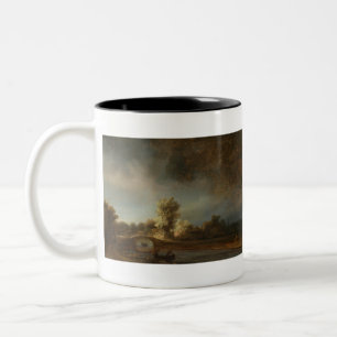 Landscape with a Stone Bridge - Rembrandt - c1638. Two-Tone Coffee Mug