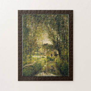 Landscape with a Sunlit Stream - Dabigni Fine Art Jigsaw Puzzle