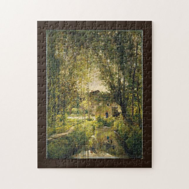 Landscape with a Sunlit Stream - Dabigni Fine Art  Jigsaw Puzzle (Vertical)