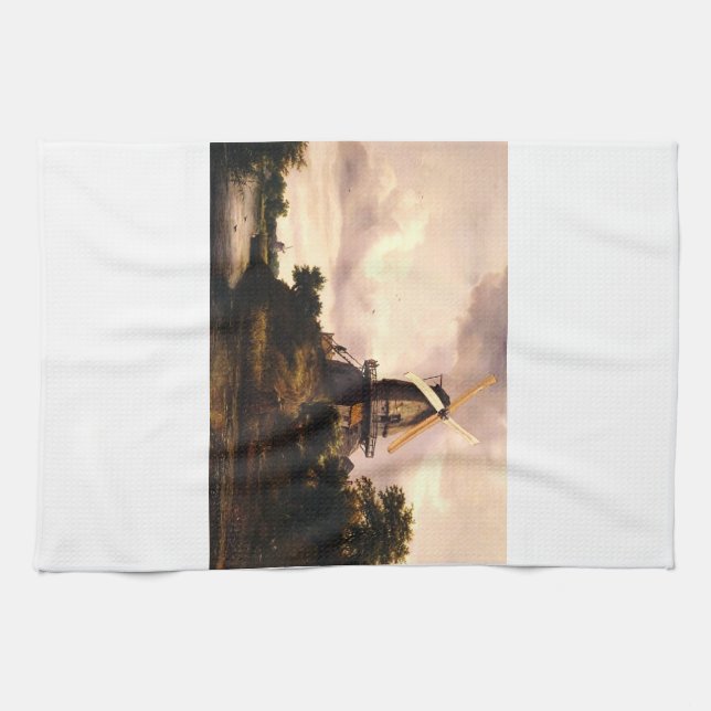 Landscape with a Windmill Art Tea Towel (Horizontal)