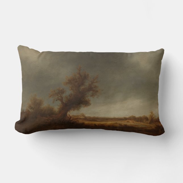 Landscape with an old oak, Adriaen van Ostade, Can Lumbar Cushion (Front)