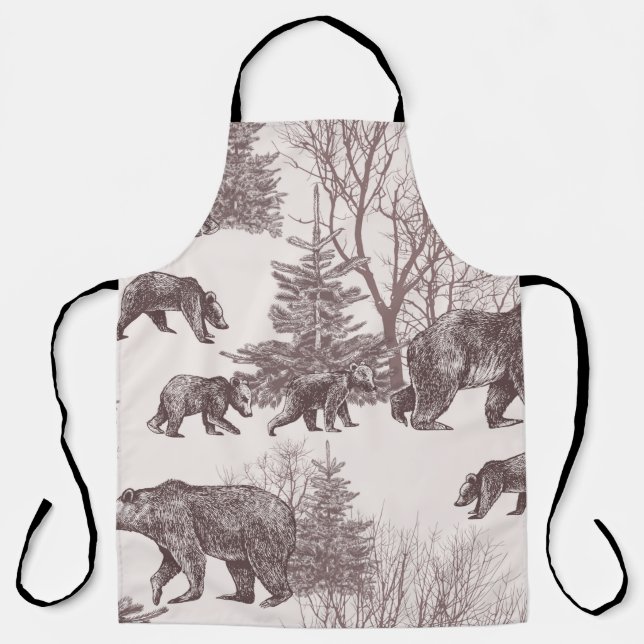 Landscape with bears, cubs, winter trees and fir t apron (Front)