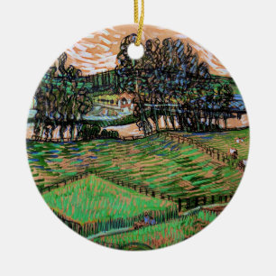 Landscape with Bridge Across the Oise Ceramic Tree Decoration
