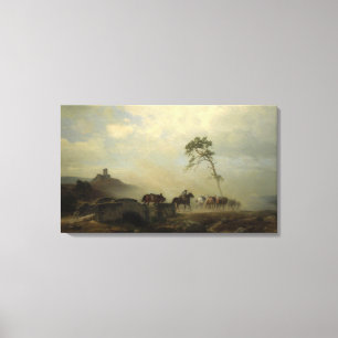 Landscape with Castle Ruins and Horse Riders Canvas Print