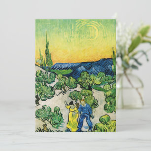 Landscape with Couple Walking by Vincent van Gogh Invitation