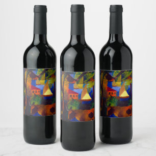 Landscape with Cows, 1914 by August Macke Wine Label