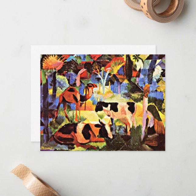 Landscape with Cows and a Camel, Card (Front/Back In Situ)