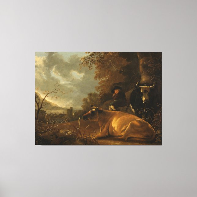 Landscape with Cows and a Young Herdsman, Canvas Print (Front)
