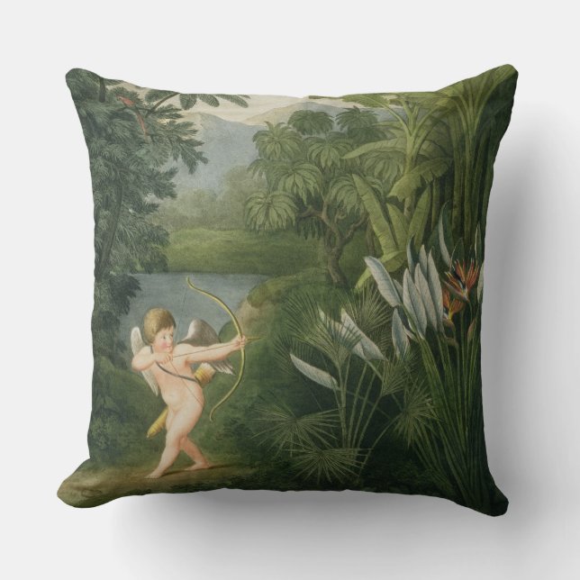 Landscape with Cupid aiming an arrow at a Parrot o Cushion (Front)