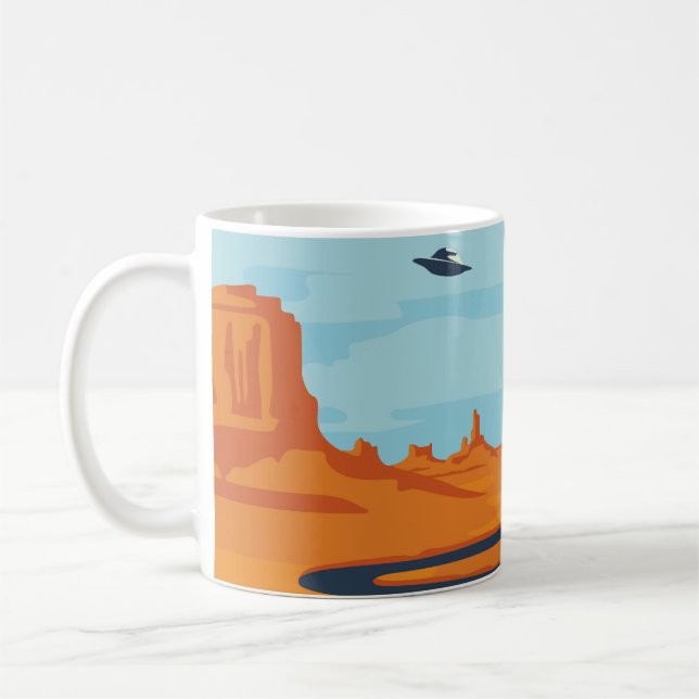  landscape with deserted valley, mountains, dark w coffee mug (Left)